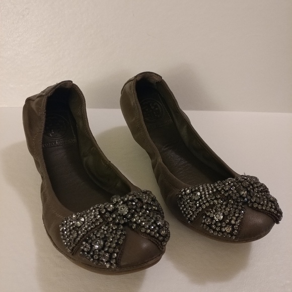 Tory Burch Eddie Flats w/Rhinestone Bow - Picture 2 of 8